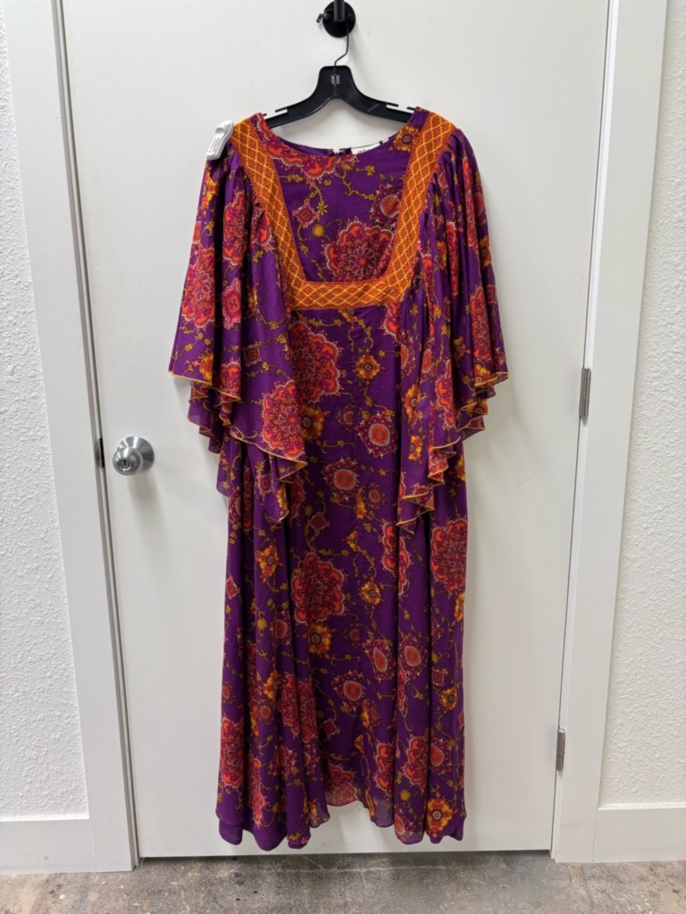 The Hippie Shake Floral High Neck Maxi Dress with Flutter Sleeves